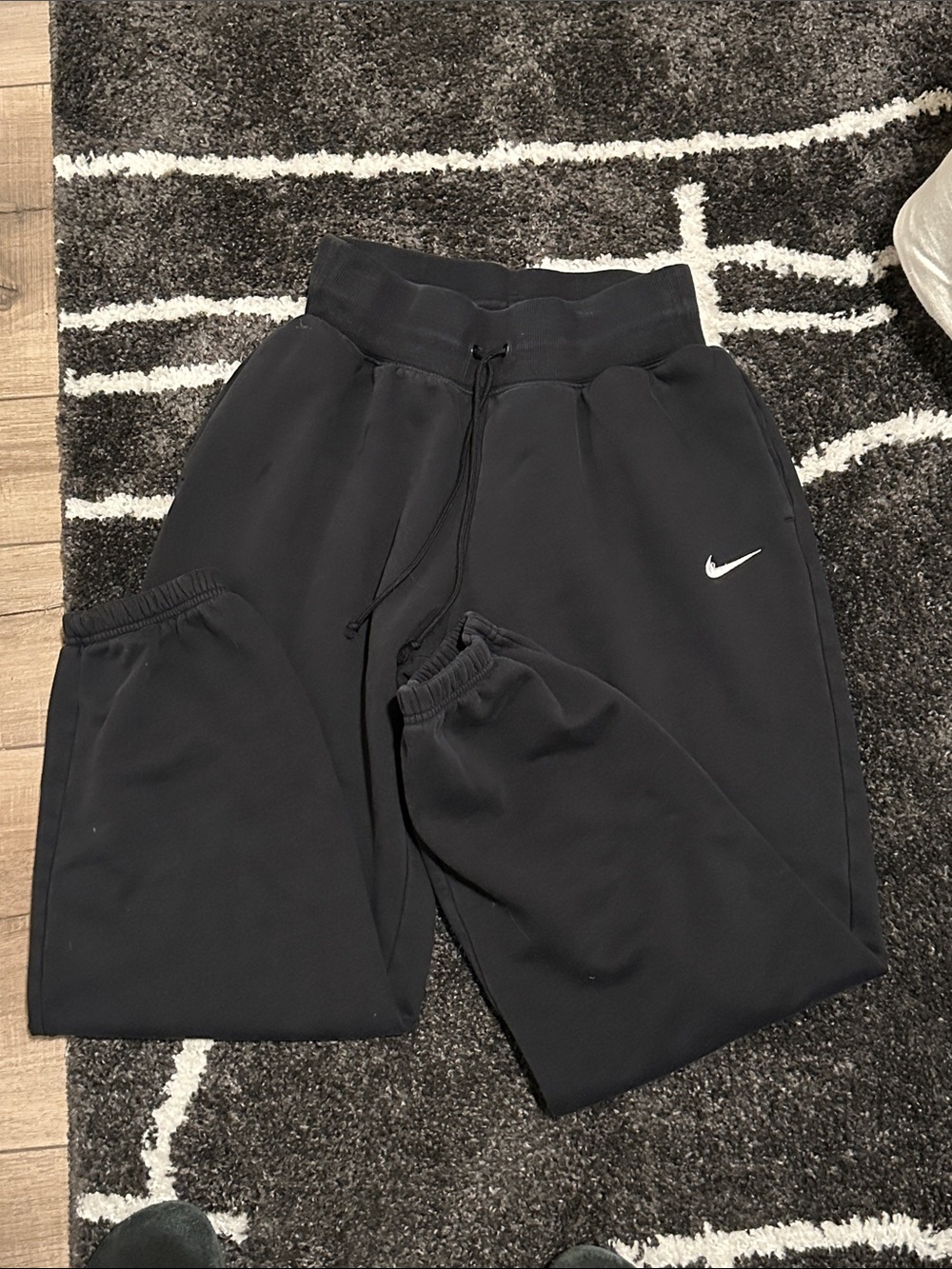 Nike  Black Jogger Sweatpants with White Swoosh